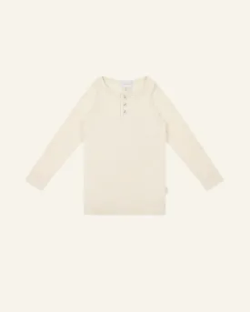 FINE RIB LONG SLEEVE HENLEY TEE