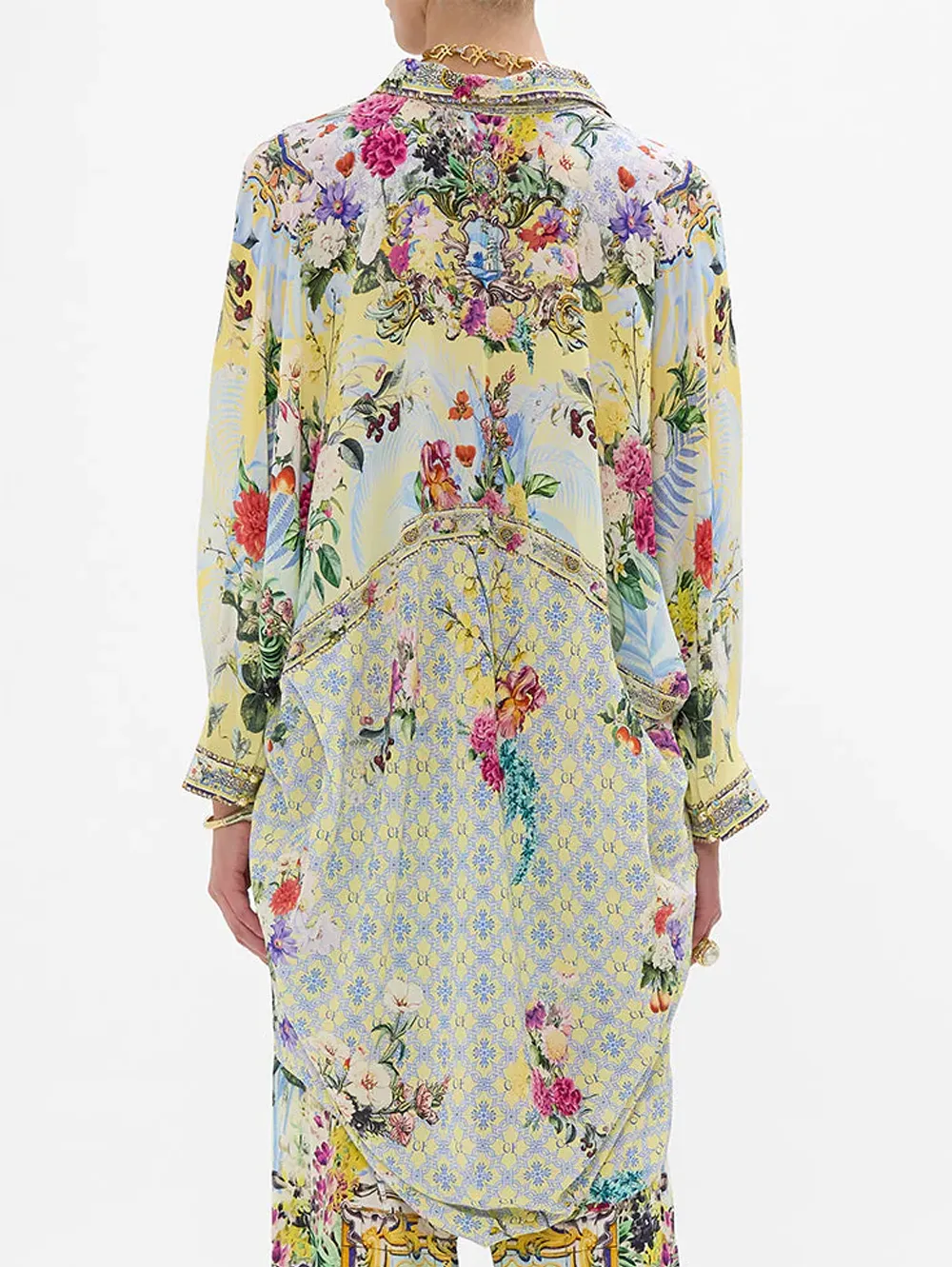 Flor Fantástica Button Up Top With Draped Back