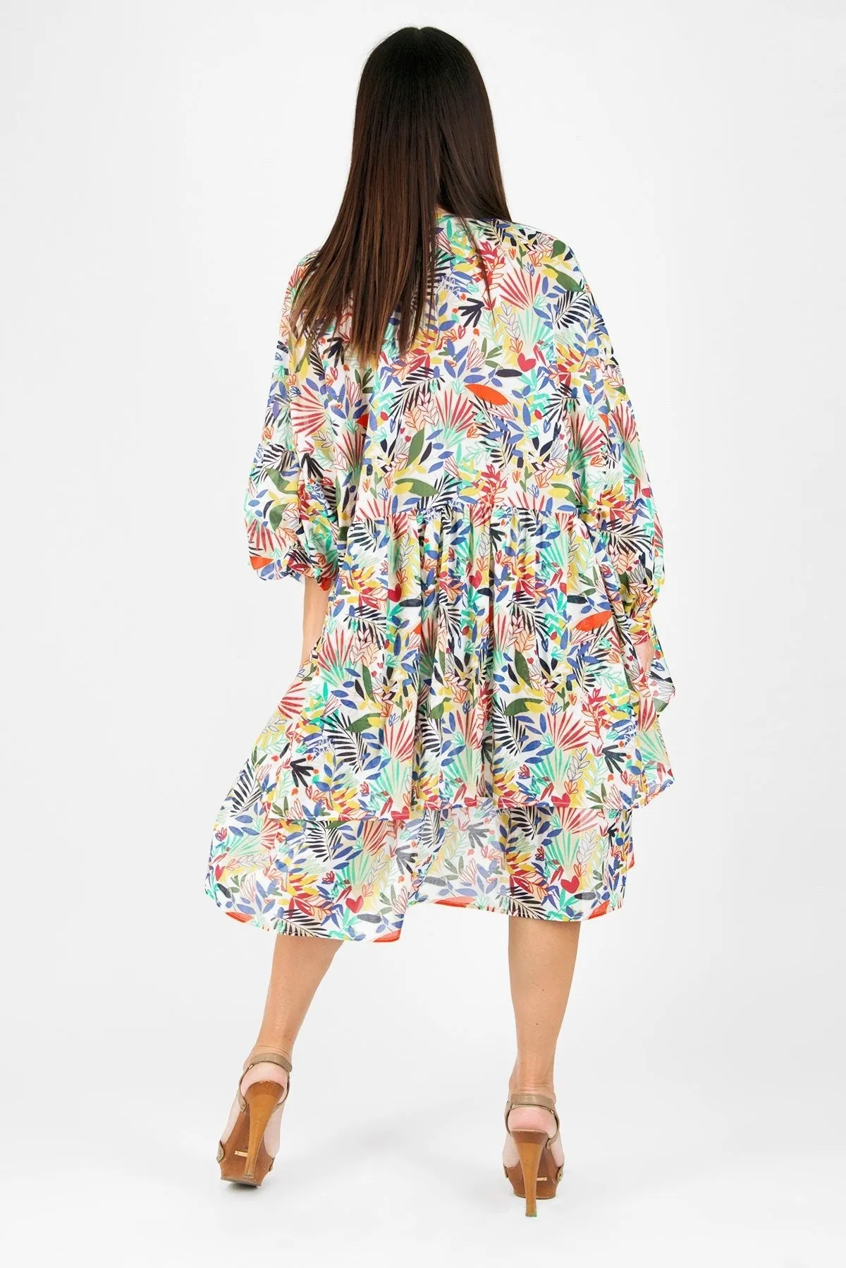 FRANY Floral Flounces Asymmetric Top