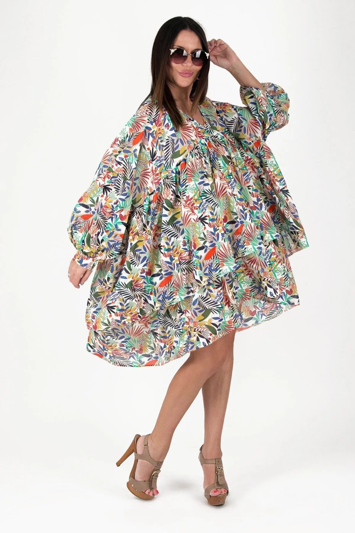 FRANY Floral Flounces Asymmetric Top