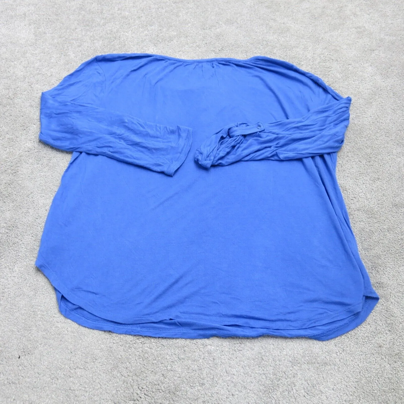 Gap Womens Henley Knitted Blouse Top Long Sleeves Solid Blue Size Large