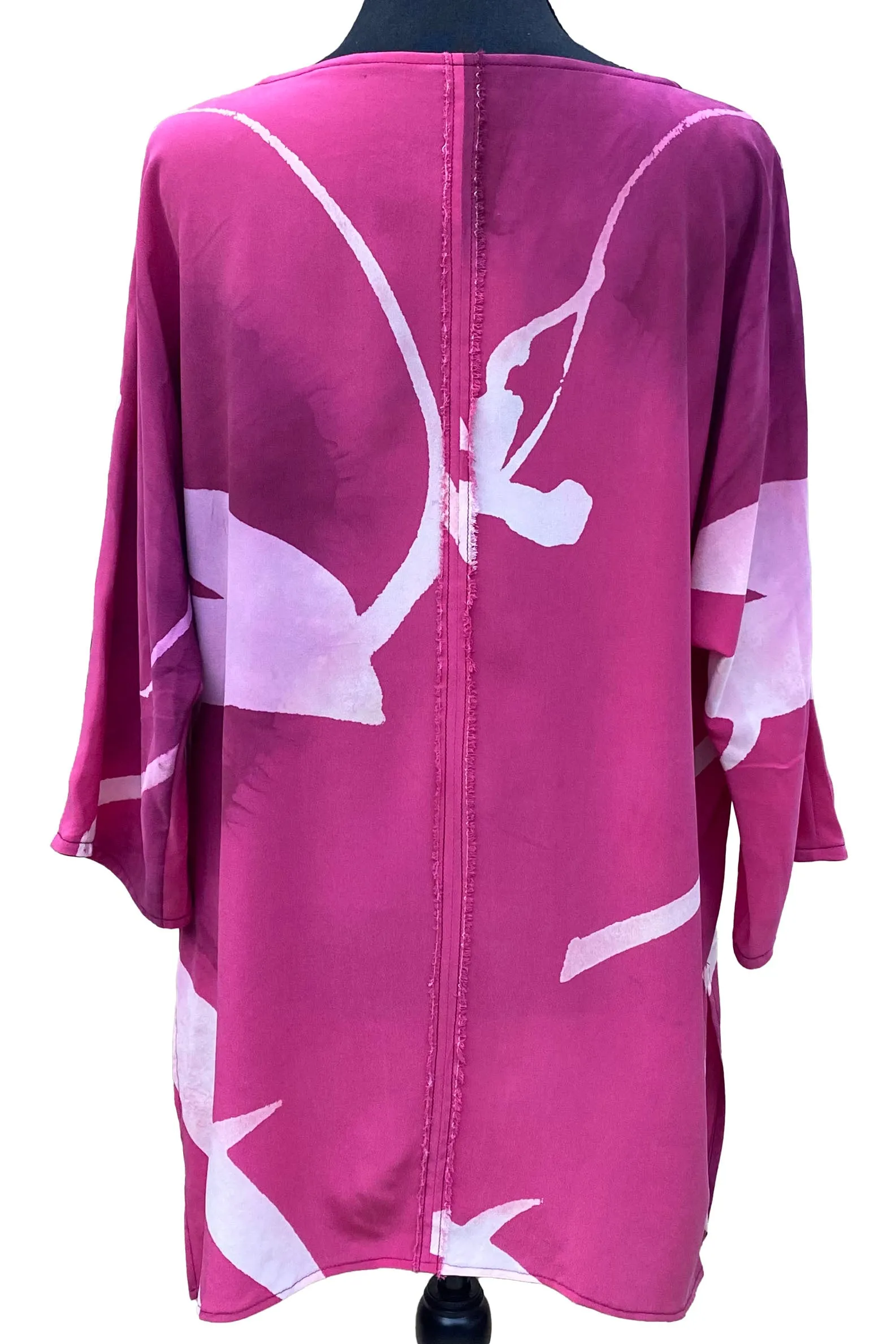 Greg's Tunic in Silk Georgette w/ Tulip Print - Magenta - Medium
