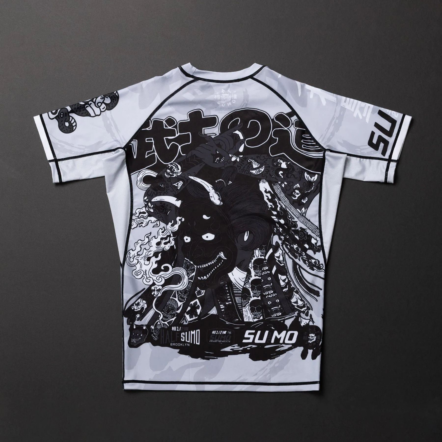 Half Sumo "HANNYA" Women's Short Sleeve Rash Guard - Light Grey