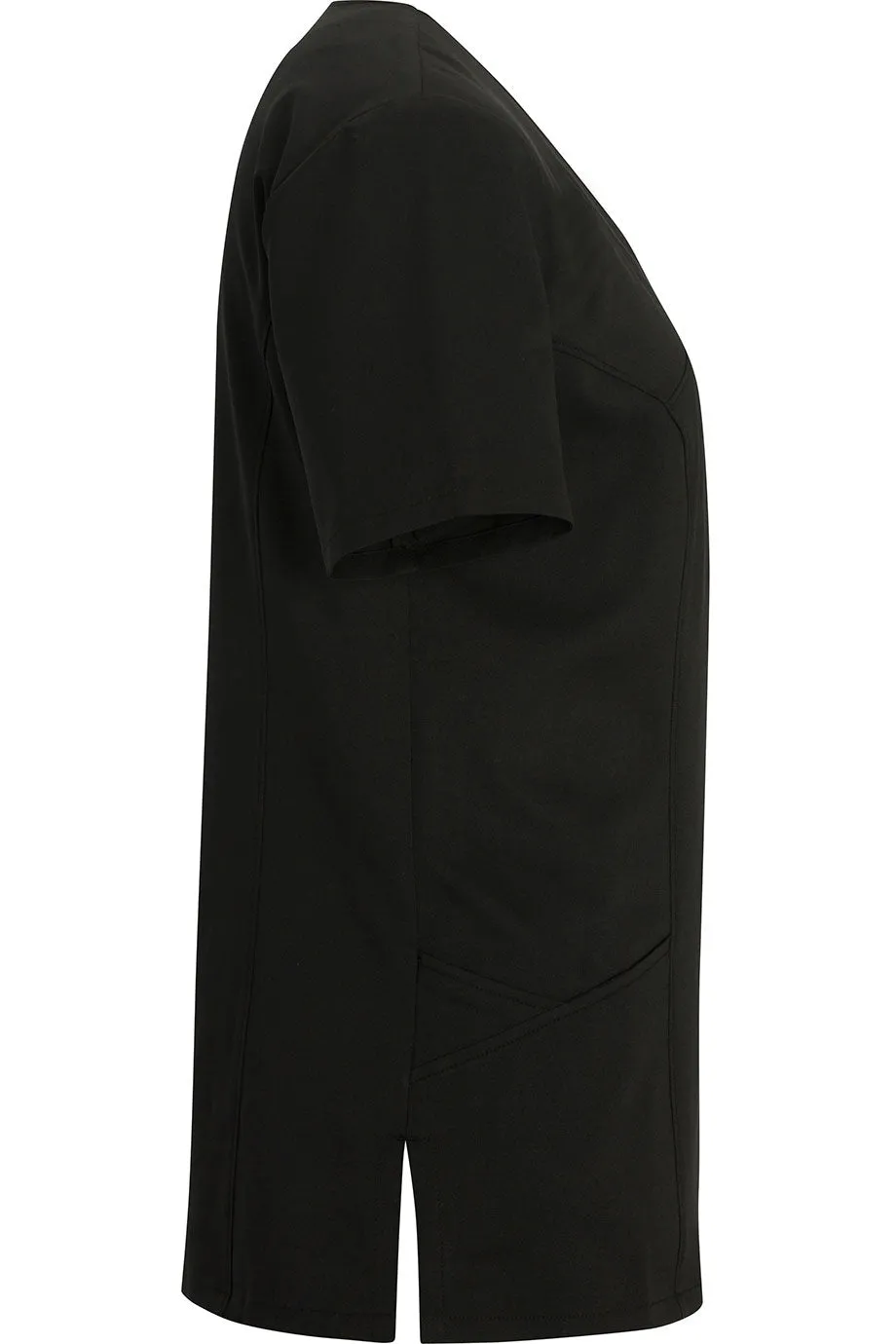 Ladies' Black Power Stretch Mock Wrap Tunic