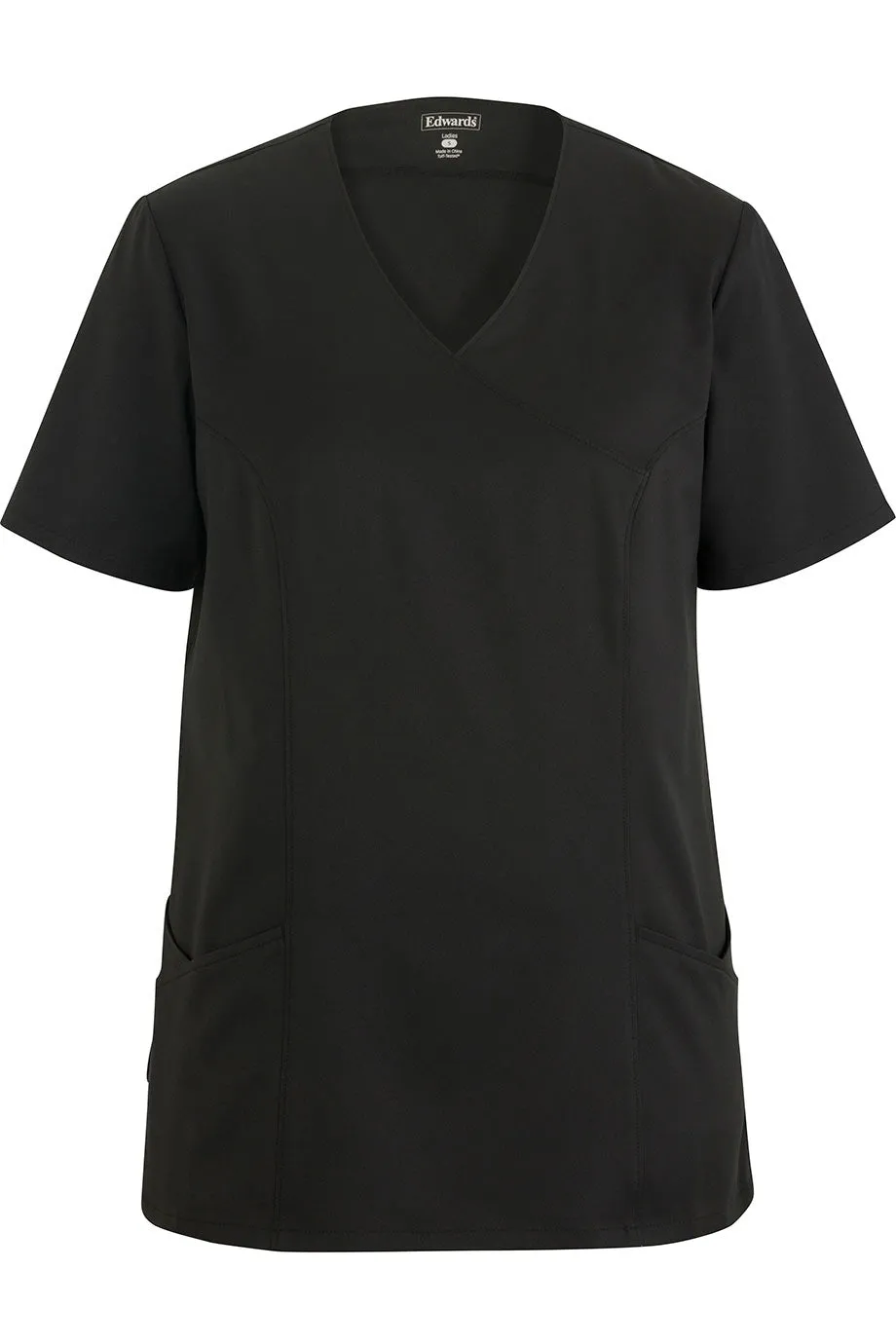 Ladies' Black Power Stretch Mock Wrap Tunic