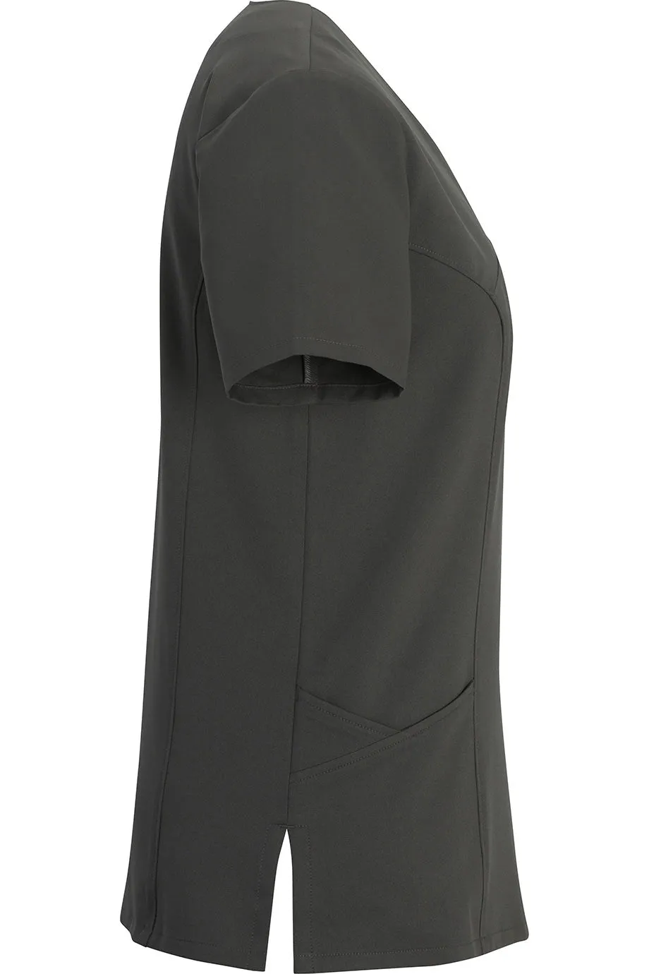 Ladies' Steel Grey Power Stretch Mock Wrap Tunic