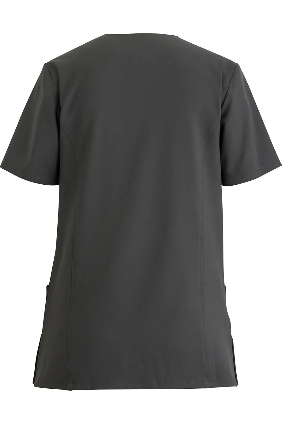 Ladies' Steel Grey Power Stretch Mock Wrap Tunic