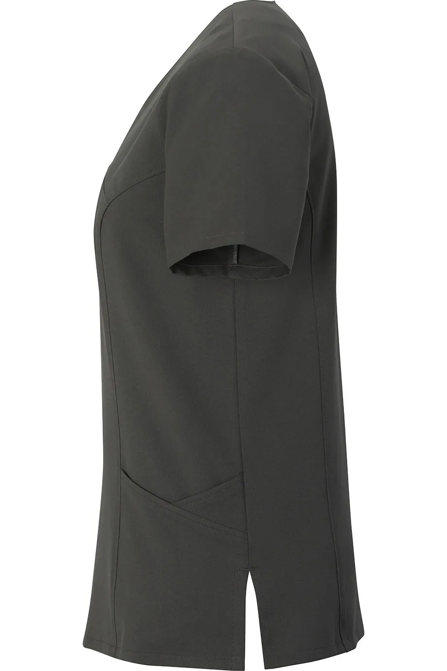 Ladies' Steel Grey Power Stretch Mock Wrap Tunic