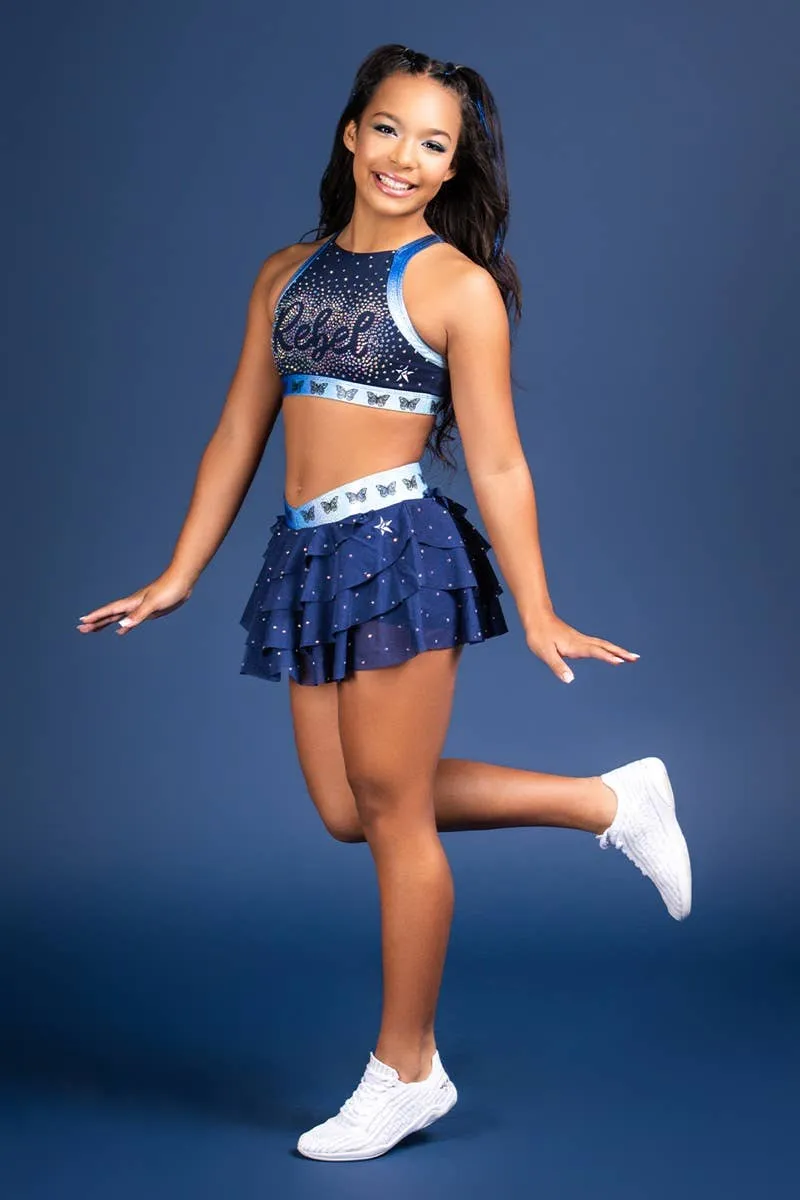Layered Athletic Skirt in Navy Butterfly