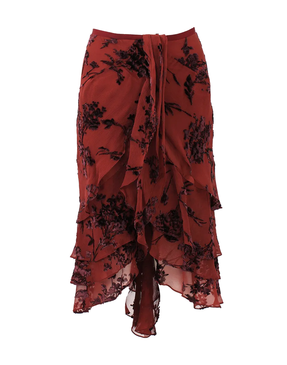 Layered Floral Burnout Skirt