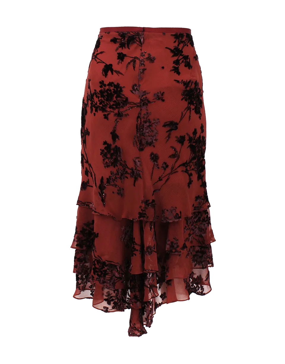 Layered Floral Burnout Skirt