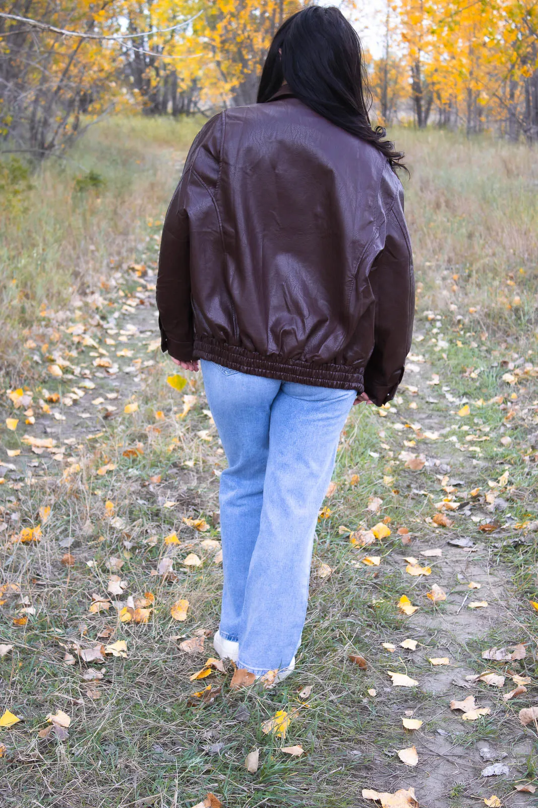Layla Faux Leather Bomber Jacket