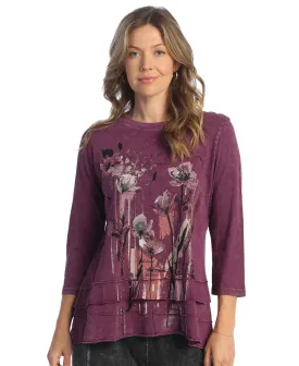 M66-1820 Plum Sierra Long Sleeve Layered Tunic Women's Top