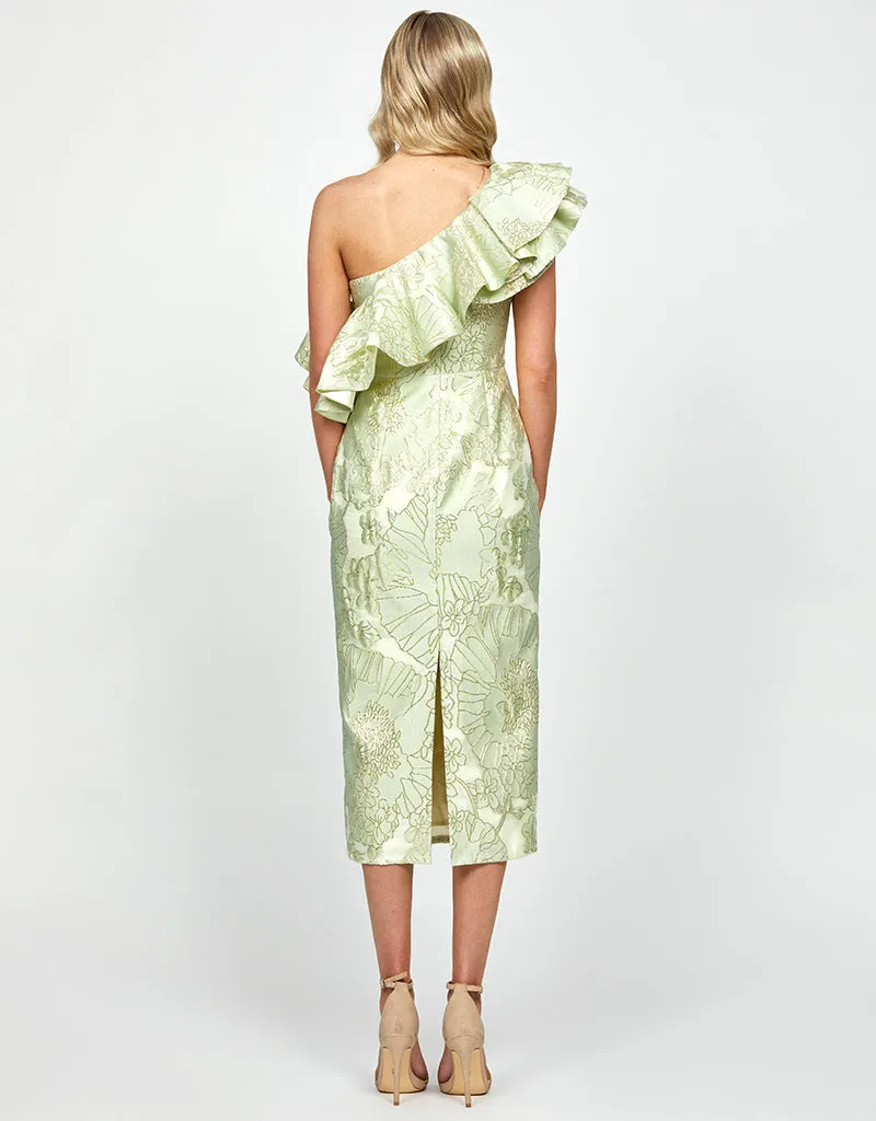 MELINA ONE SHOULDER FRILL MIDI B73D28S
