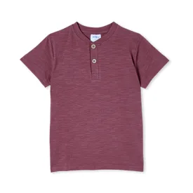 Milky Plum Slub Henley - Plum