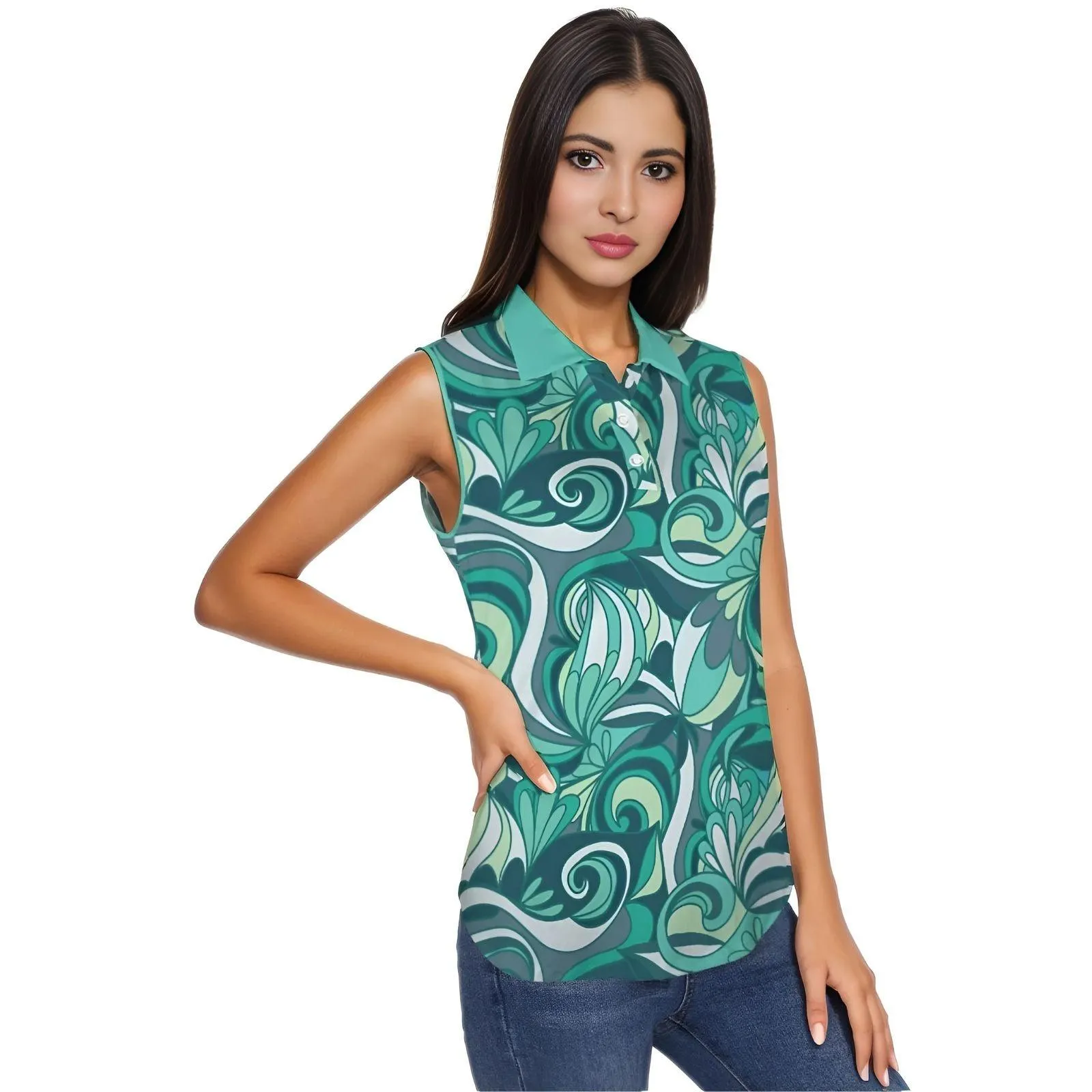 Mima Sleeveless Polo Top