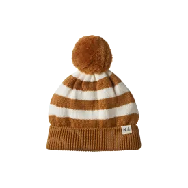 Nature Baby Alpine Pom Pom Beanie - Toffee Bold Stripe