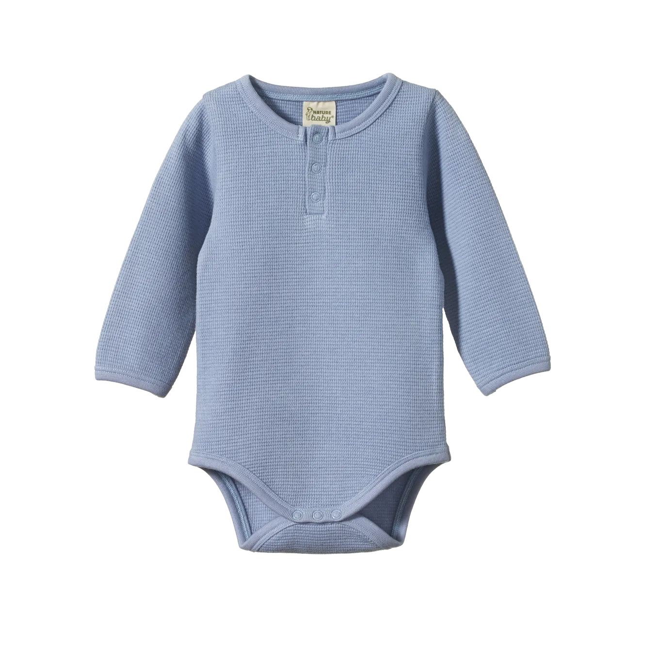 Nature Baby Henley Long Sleeve Bodysuit Waffle - Dusky