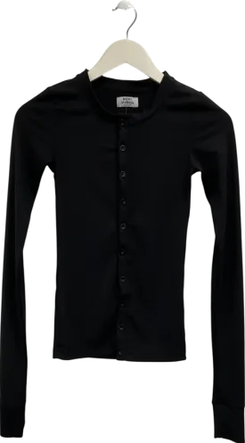 Nicki studios Black Long-sleeved Henley Shirt UK XS