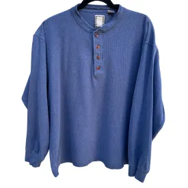NK Ranch Clothing Co. Vintage Heavyweight Blue Henley Long Sleeve Barn Shirt L