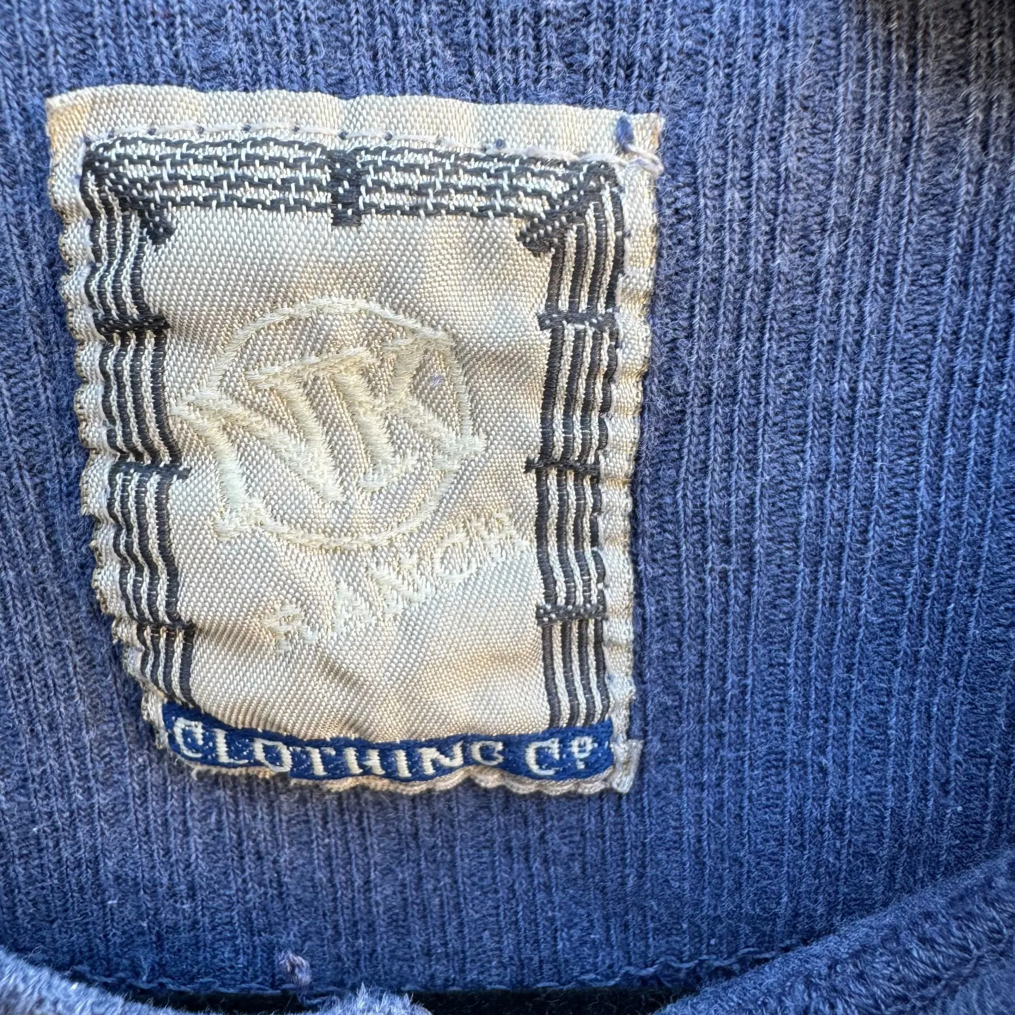 NK Ranch Clothing Co. Vintage Heavyweight Blue Henley Long Sleeve Barn Shirt L