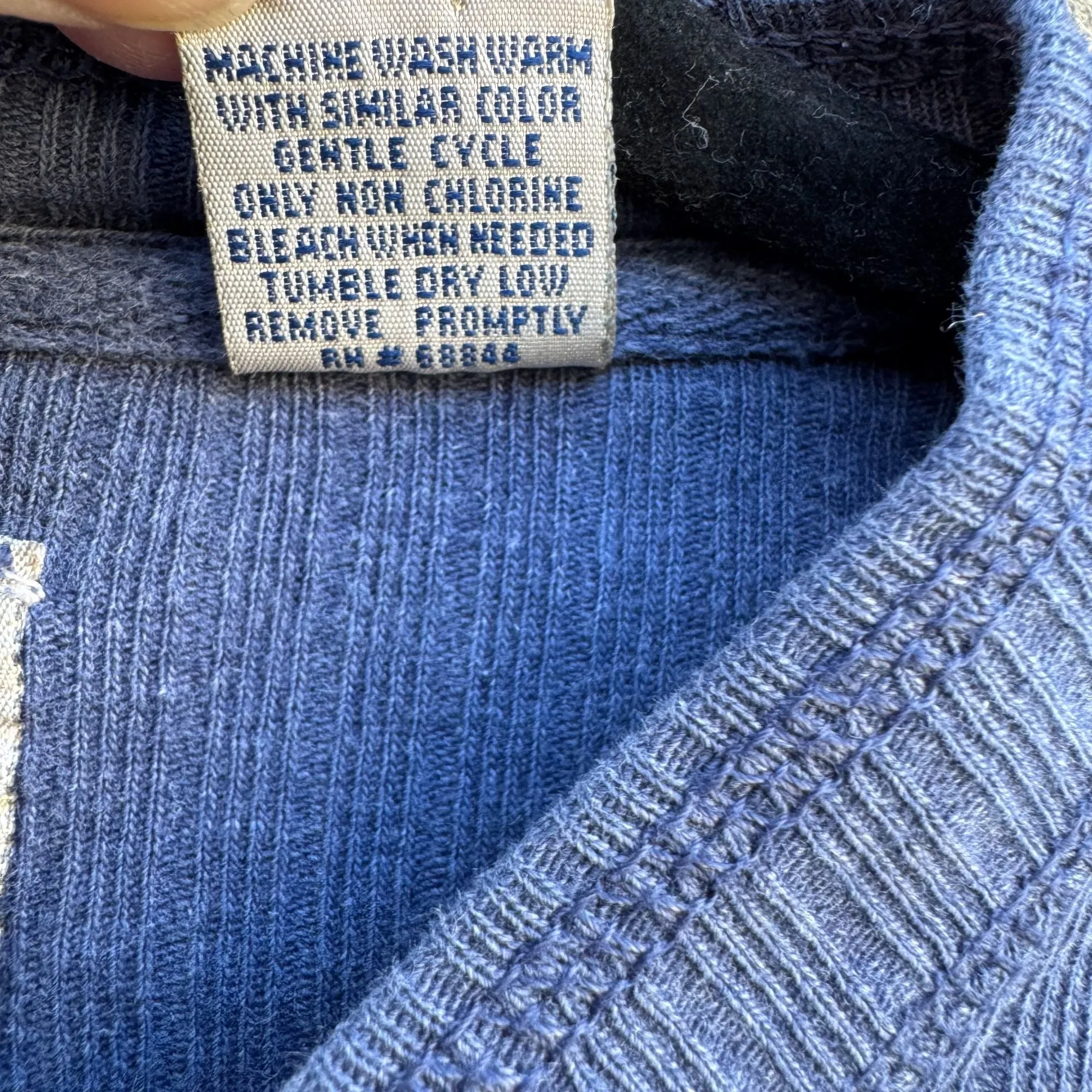 NK Ranch Clothing Co. Vintage Heavyweight Blue Henley Long Sleeve Barn Shirt L