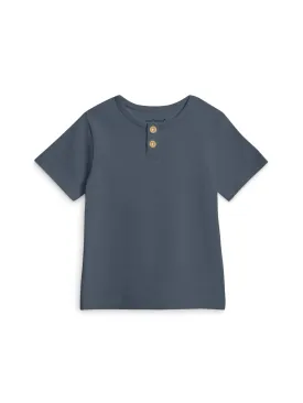 Organic Kids Reef Henley Crew Neck Tee - Harbor