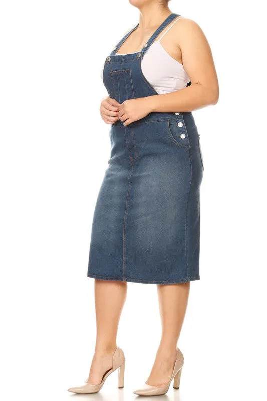 Plus - Ladies' Overall Denim Dress