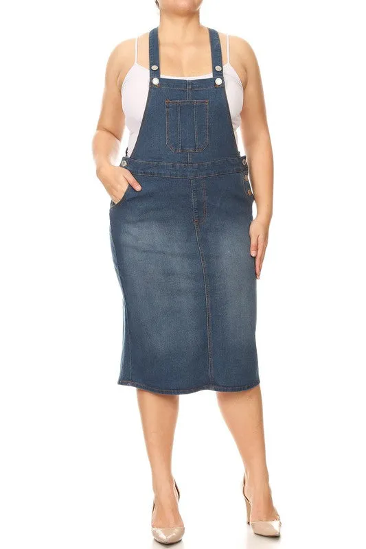 Plus - Ladies' Overall Denim Dress