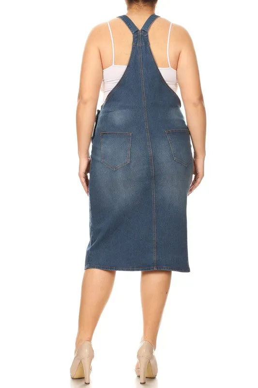 Plus - Ladies' Overall Denim Dress
