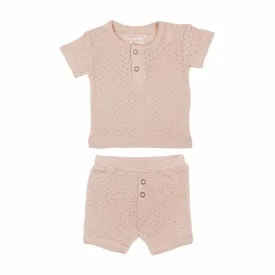 Pointelle Henley Tee & Shorts Set
