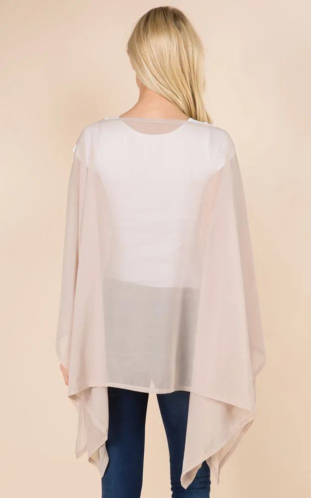 PP3116 Solid Color See Through Poncho Cover Up