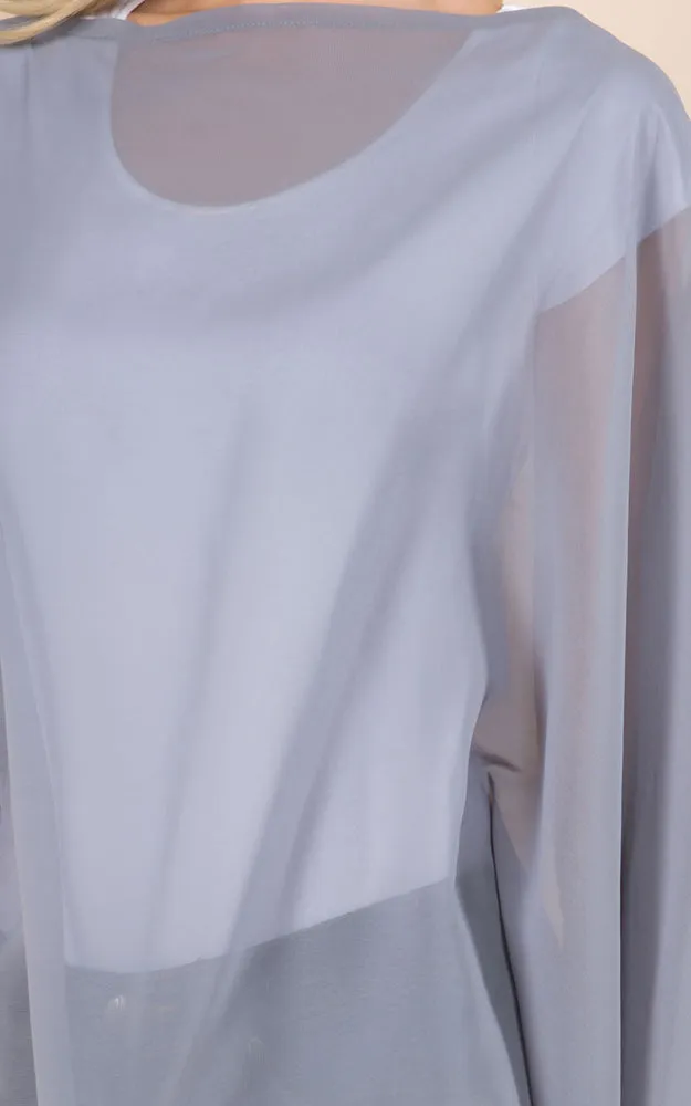 PP3116 Solid Color See Through Poncho Cover Up