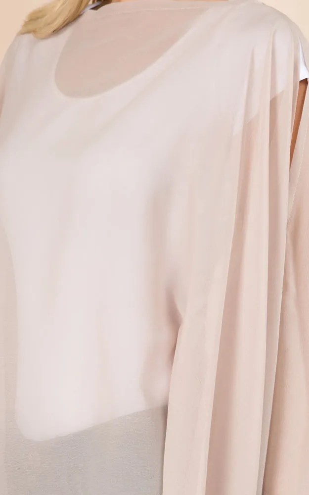 PP3116 Solid Color See Through Poncho Cover Up