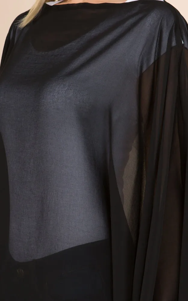 PP3116 Solid Color See Through Poncho Cover Up