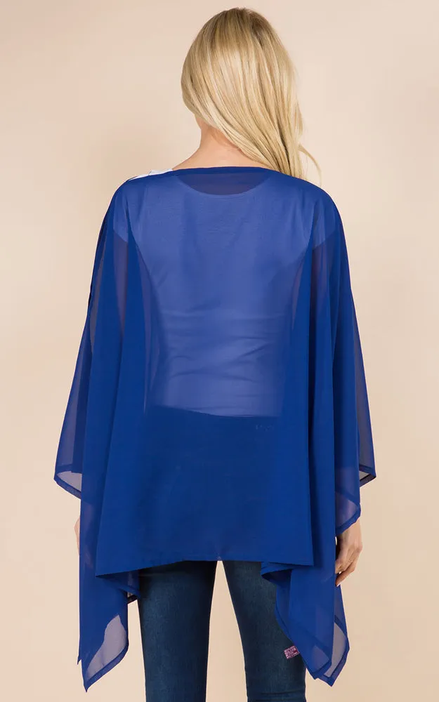 PP3116 Solid Color See Through Poncho Cover Up