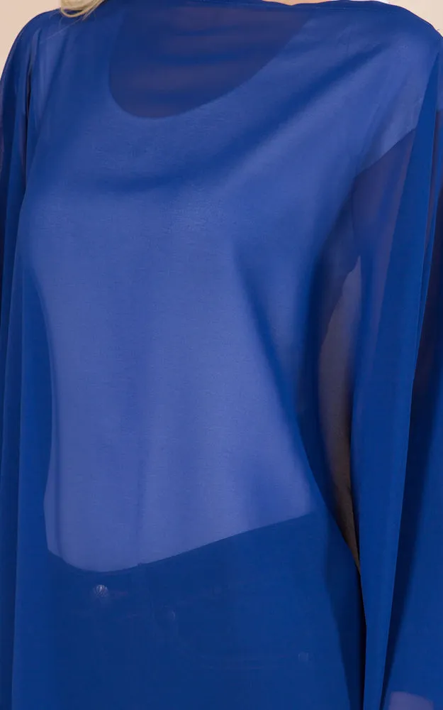 PP3116 Solid Color See Through Poncho Cover Up