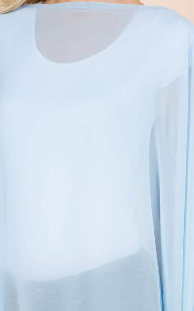 PP3116 Solid Color See Through Poncho Cover Up