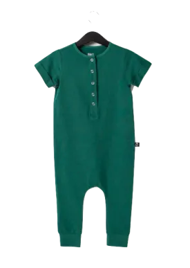 Rags - Essentials Short Rolled Sleeve Henley Rag in Smoke Pine