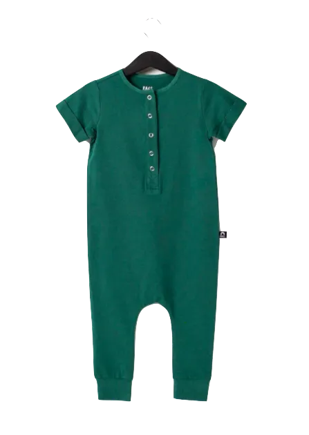 Rags - Essentials Short Rolled Sleeve Henley Rag in Smoke Pine