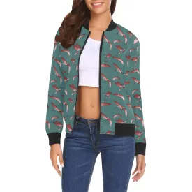 Red Swift Turquoise Bomber Jacket for Women