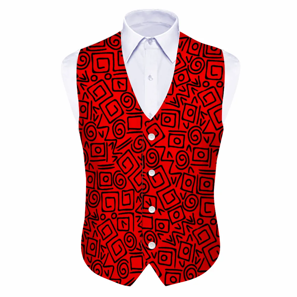 Rogue & Co Woven Fabric Vest – Abstract Red
