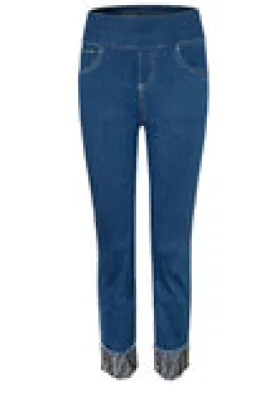 Roll Cuff Zebra Bling Pull On Jean