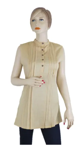 Sleevless Beige Tunic Top