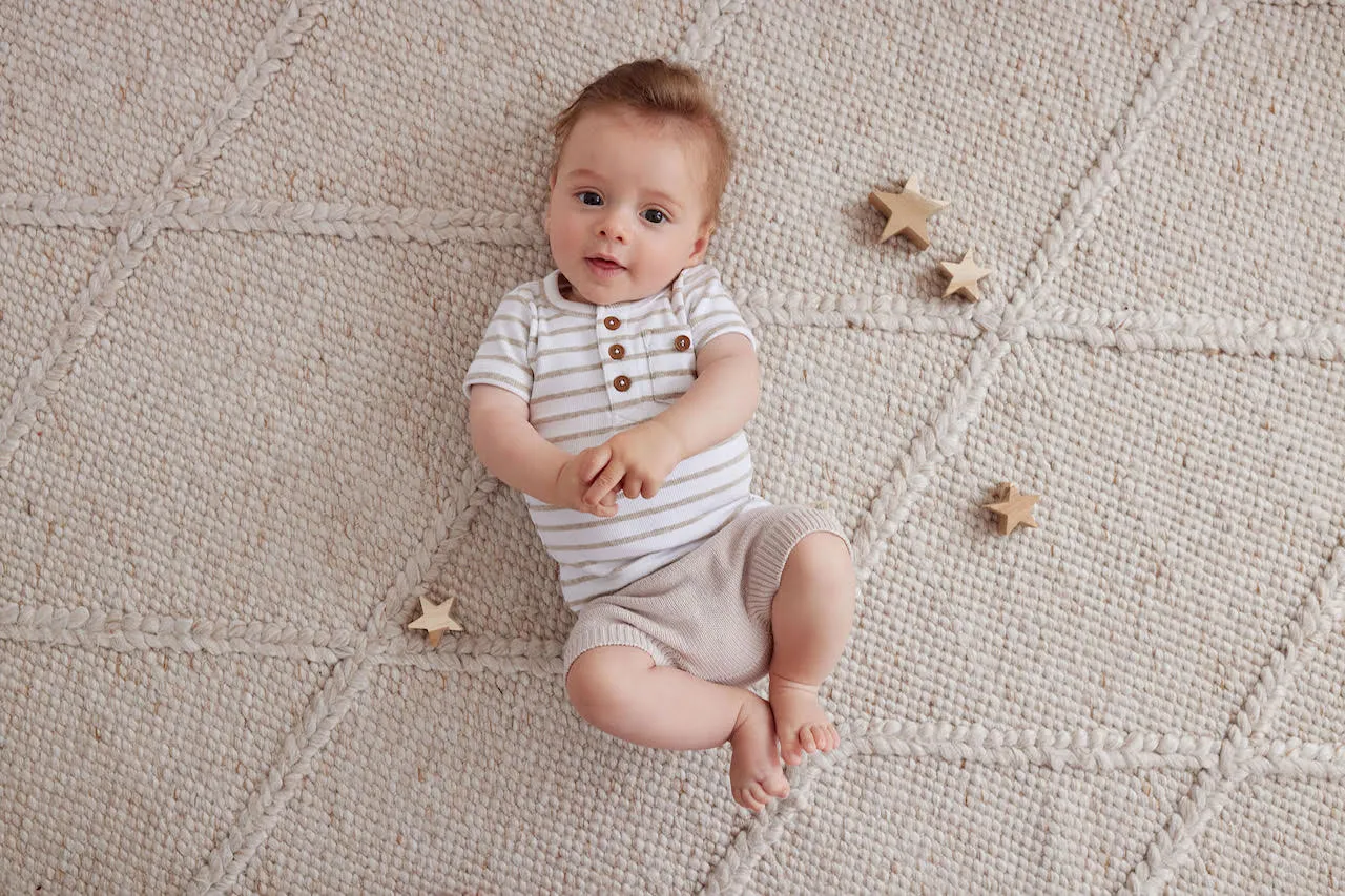 SS24 - Rib Henley Onesie - Stripe