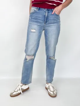 Tatum - High Rise Light Wash Straight Leg Jeans