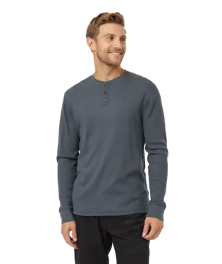 Ten Tree Mens Forest River Green Treewaffle Henley LS Shirt