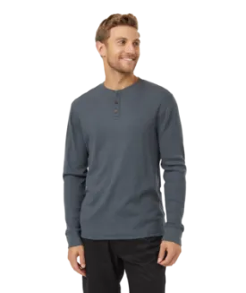 Ten Tree Mens Forest River Green Treewaffle Henley LS Shirt