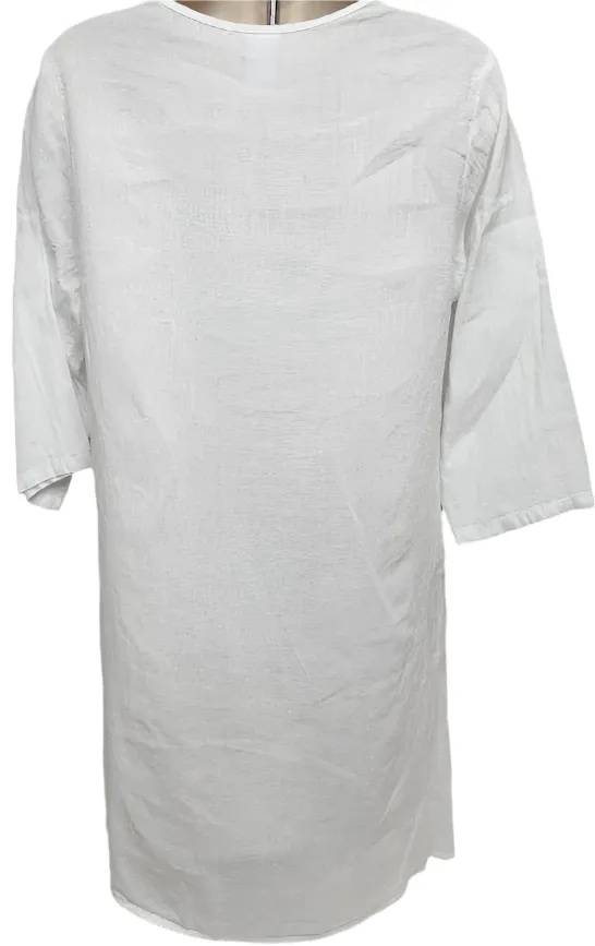 Top 3/4 Sleeve Round Neck Tunic Pullover White Women's Plt2198