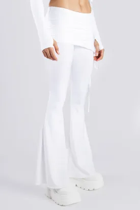 White Lace Up Pants with Skirt